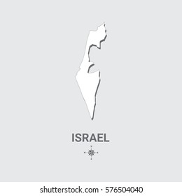 White map of Israel with wind rose on gray background