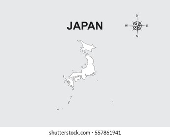 White map of Japan on gray background