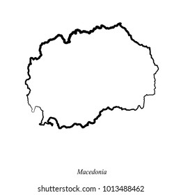 White map of Macedonia with black borders for your design