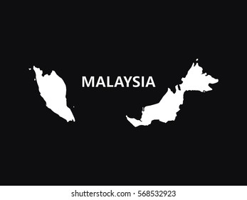 White map of Malaysia on black background