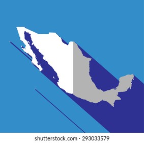 white map of with mexico long shadow