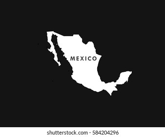 White map of Mexico on black background