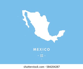 White map of Mexico on blue background