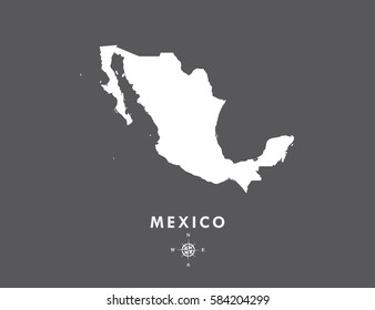 White map of Mexico on dark gray background