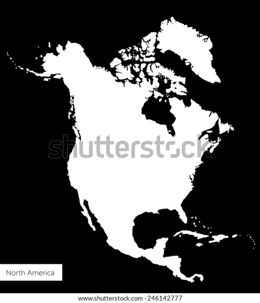 White Map North America On Black Stock Vector Royalty Free 246142777