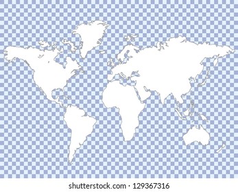White Map on Checker Pattern. Vector Illustration