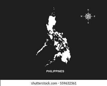 White map of Philippines on black background