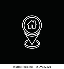 white map pin location icon. Modern map marker. Vector illustration on black background