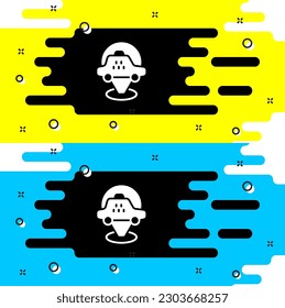 White Map pointer with taxi car icon isolated on black background. Location symbol.  Vector