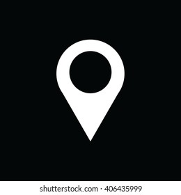 White map pointer vector icon. Black background
