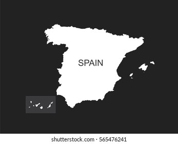 White map of Spain on black background