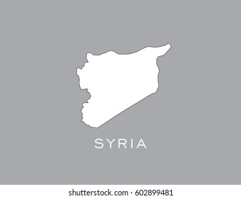 white map of Syria on gray background.