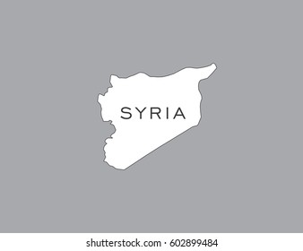 White map of Syria on gray background.