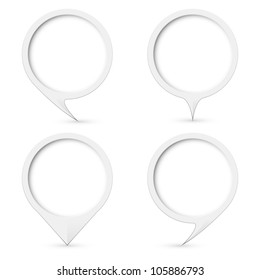 White map text marker. Illustration for design on white background