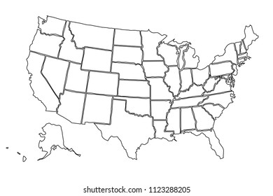 White map of United States of America.