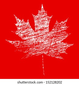 White maple leaf in abstract grunge painted texture. EPS10 vector illustration.