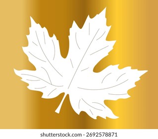 una hoja de arce blanco sobre un fondo dorado,