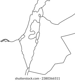 White Maps of Israel and Surrounding Areas