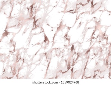 White marble background with rose gold texture. 