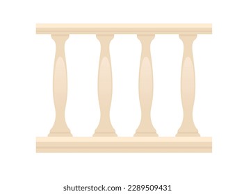 White marble balustrade vector illustration isolated on white background