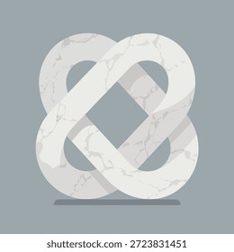 Un símbolo infinito de mármol blanco con una textura sutil sobre un fondo gris.