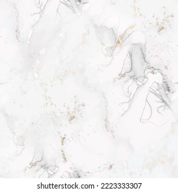 White Marble Pattern. Light Rock Stone. White Abstract Watercolor. Vector Abstract Template. Grey Elegant Ceramic. Grey Alcohol Ink Splash Wall. Light Water Color Background. Grey Marble Background.