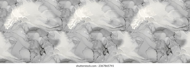 White Marble Pattern. Modern Abstract Template. White Water Color Watercolor. Fluid Vector Pattern. Grey Rock Slate. Light Marble Background. Grey Abstract Watercolor. Light Alcohol Ink Repeat Wall.