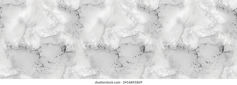 Muster aus weißem Marmor. Weiße Aquarellfarbe Aquarell. grauer Marmor-Hintergrund. Leichte Alkoholtupfer Schiefertafel. Graue Nahtlose Aquarellfarbe. Moderne abstrakte Vorlage. Helle Fliesenwand. Heller Vektor-Granit.