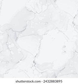 White Marble Stone Pattern. Grey Rock Slate. Fluid Vector Granite. Modern Seamless Template. Grey Alcohol Ink Repeat. White Water Color Watercolor. Light Marble Background. Light Seamless Watercolor.