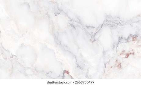 White marble surface with intricate grey and brown veining creating a natural pattern.