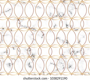 White marble texture with gold circle line pattern. Template for design invitation, card, banner, wedding, baby shower, placard, poster, party, flyer 
