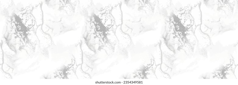 White Marble Texture. Vector Seamless Painting. Light Water Color Background. Grey Alcohol Ink Repeat Paint. Grey Marble Watercolor. Light Rock Floor. White Gradient Background. Grey Elegant Granite.