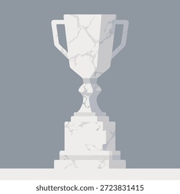 Eine Trophäe aus weißem Marmor mit klassischem Design, die Sieg und Erfolg symbolisiert.