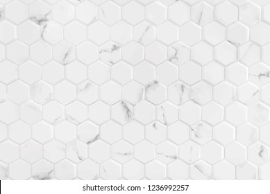 White marble wall with hexagon pattern vector