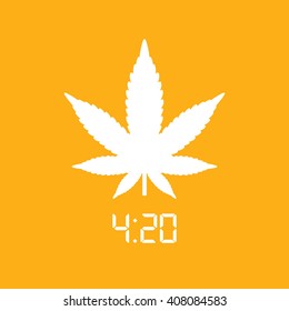 White marijuana leaf icon. Gold background