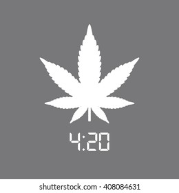 White marijuana leaf icon. Gray background