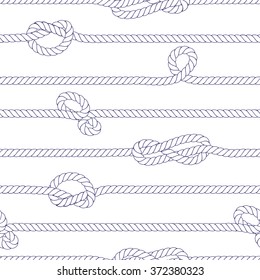 White marine rope with knots seamless vector print