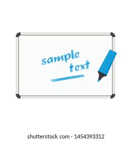 White marker board isolated on white background. Whiteboard with marker place for text Office Whiteboard template. Business presentation, education concept. Vector illustration EPS 10.