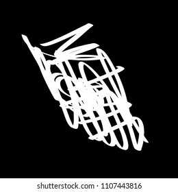 White marker random irregular intersecting lines. Vector art.