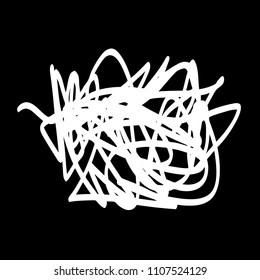 White marker random irregular intersecting lines. Vector art.