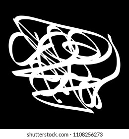 White marker random irregular intersecting lines. Vector art.