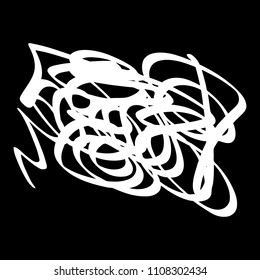 White marker random irregular intersecting lines. Vector art.