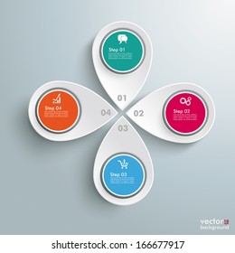 White markers with circle on the grey background. Eps 10 vector file.