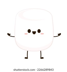 White Marshmallow cartoon. marshmallow character design. Marshmallow vector.