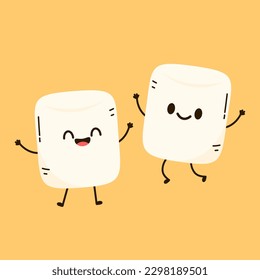 White Marshmallow cartoon. marshmallow character design. Marshmallow vector.