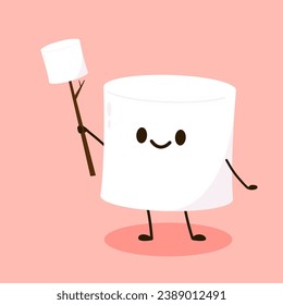 White Marshmallow cartoon. marshmallow character design. Marshmallow vector.