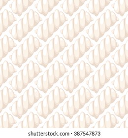 White marshmallow twists seamless diagonal pattern vector illustration. Pastel colored sweet chewy candies background.