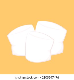 White marshmallows isolated on pink background. Pile of marshmallow.