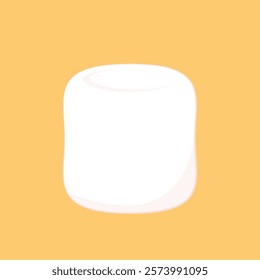 White marshmallows isolated on yellow background.