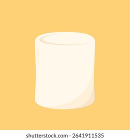 White marshmallows isolated on yellow background.